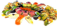 Set Zen 
(salmon sashimi, exotic roll, tiger roll, norwegian forest maguro roll, hosomaki salmon and avocado, shrimp nigiri, tuna and salmon)